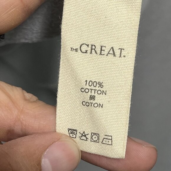 THE GREAT. Eyelet Pleat Sleeve Ruffle Sweatshirt Prairie Floral Blue Size 0 - Picture 4 of 6